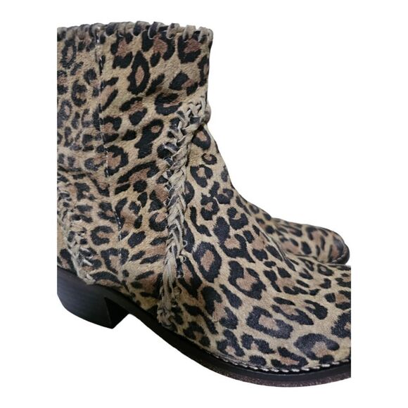 VERY VOLATILE LOS ANGELES Leopard Print Zip Ankle Leather Booties - Size 7 1/2 - Picture 7 of 9